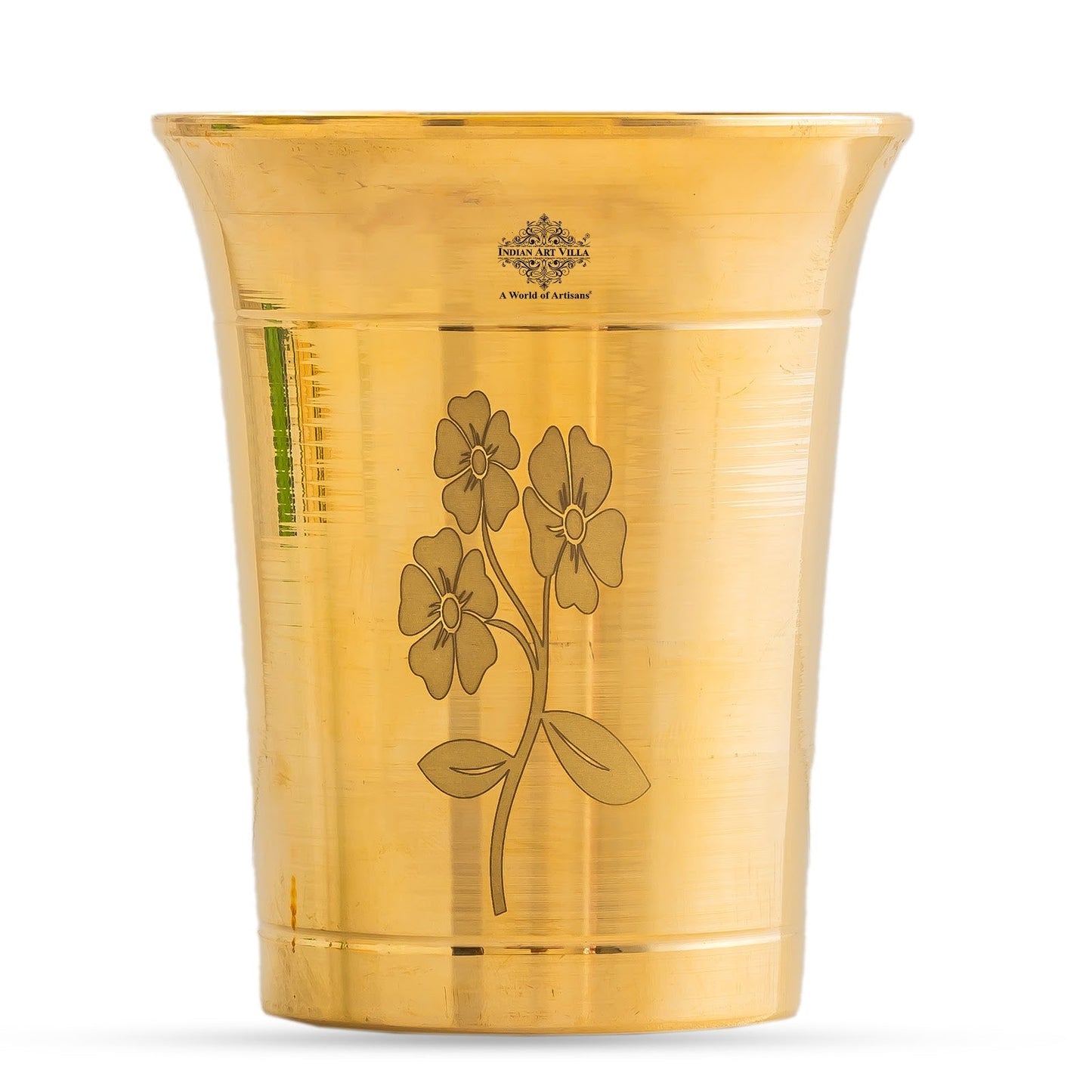 Pure Brass Glass With Curve Laser Printed design