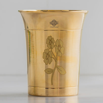 Pure Brass Glass With Curve Laser Printed design