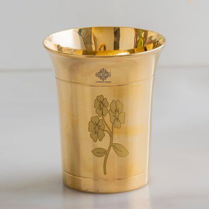 Pure Brass Glass With Curve Laser Printed design
