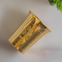 Pure Brass Glass With Curve Laser Printed design