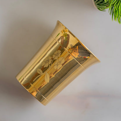 Pure Brass Glass With Curve Laser Printed design
