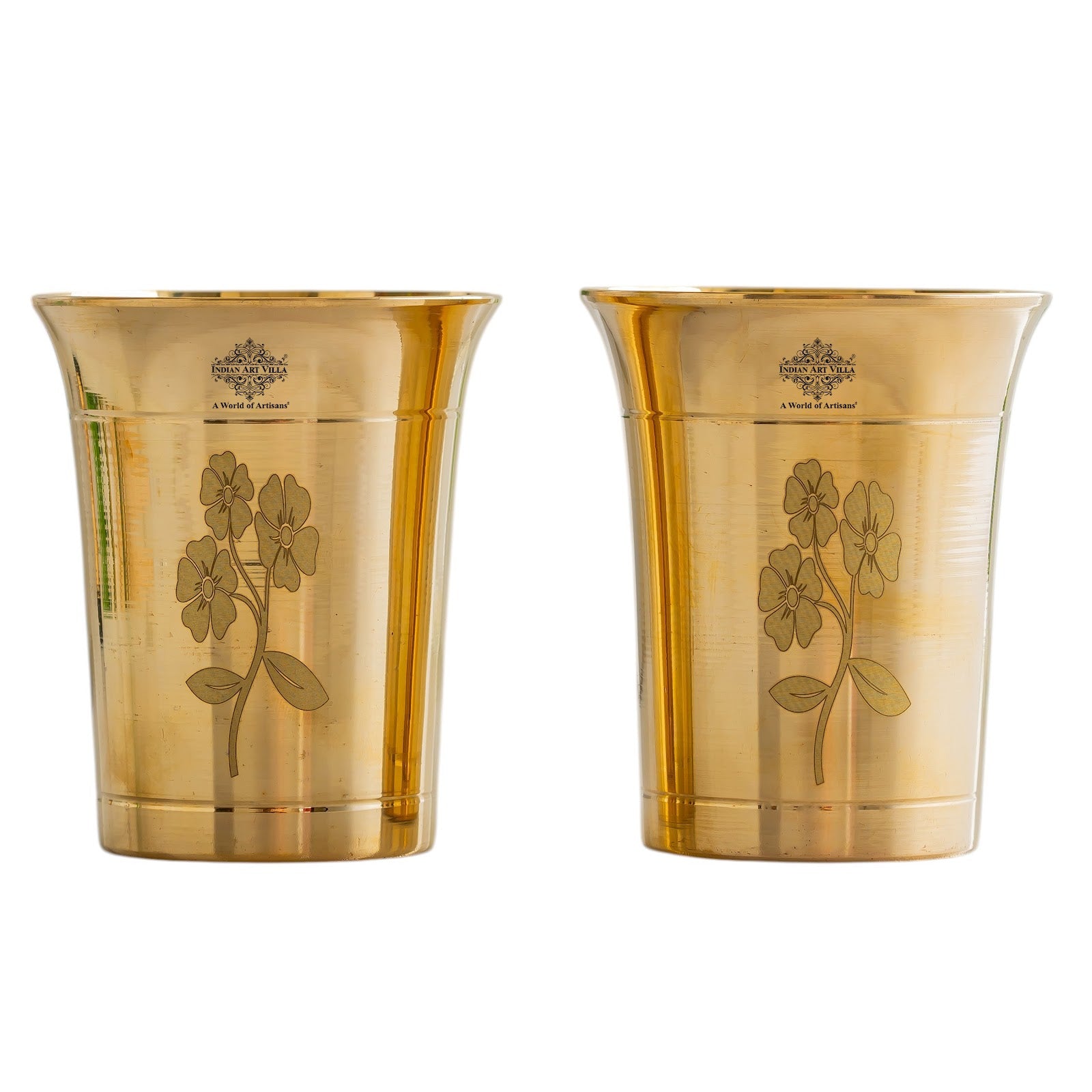 Pure Brass Glass With Curve Laser Printed design