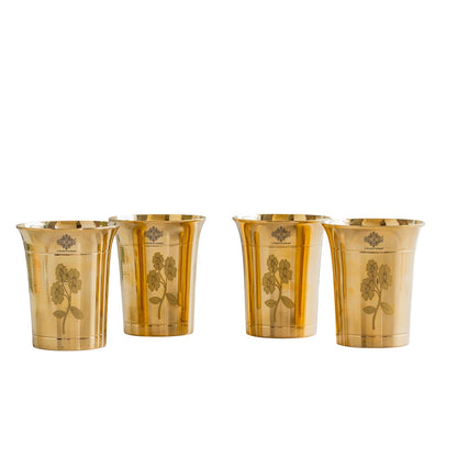 Pure Brass Glass With Curve Laser Printed design