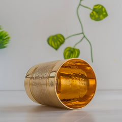 Pure Brass Hammered Lining Design Glass,220 ML