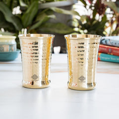 Pure Brass Hammered Design Glass- 350 ML
