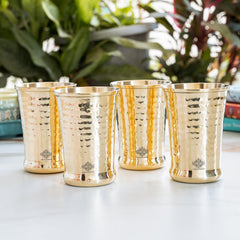Pure Brass Hammered Design Glass- 350 ML