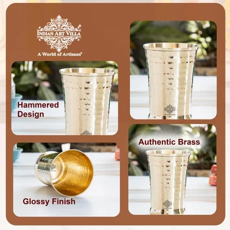 Pure Brass Hammered Design Glass- 350 ML