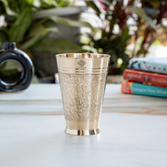 Pure Brass Embossed Design Glass 300 ML