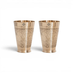 Pure Brass Embossed Design Glass 300 ML
