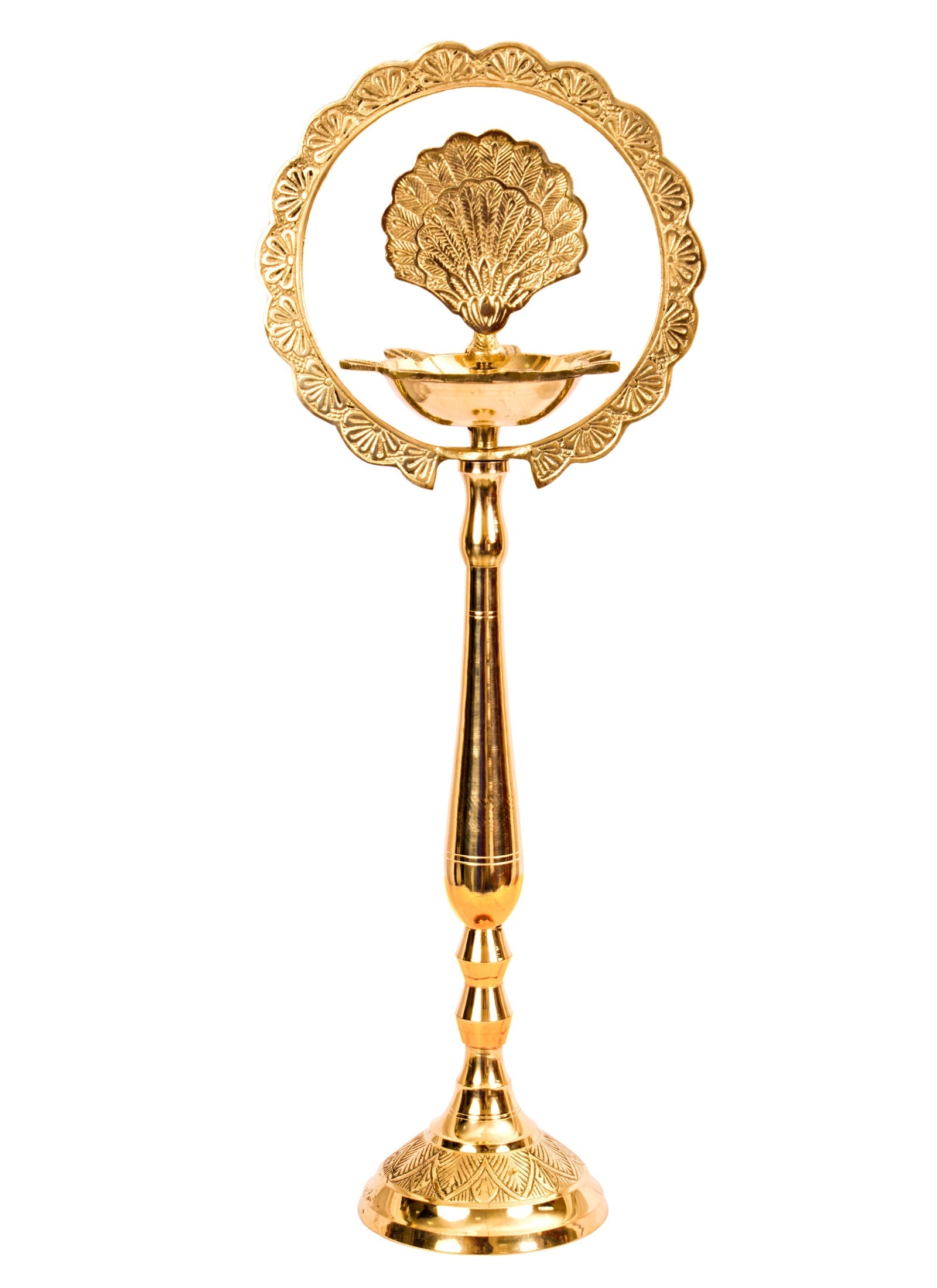 Pure Brass Stand/Pillar Diya/Deepak/Lamp/Lantern With Peacock Design, Pooja, Home Decor & Diwali Gift Item