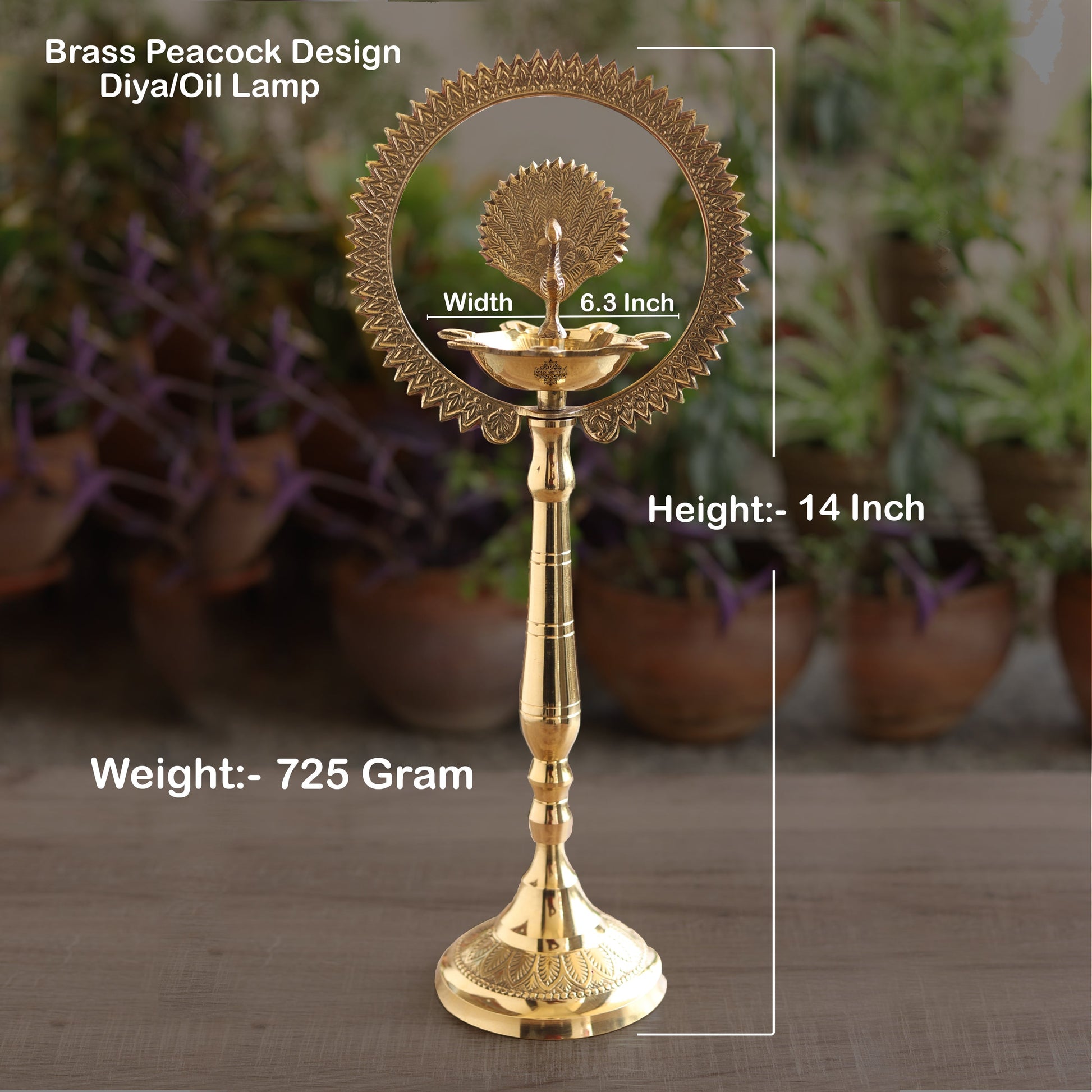 Pure Brass Stand Pillar Diya With Kerala+Mor Kiran+3 Deepak Design