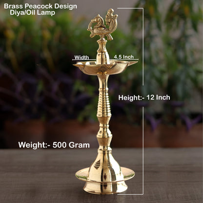 Brass Stand Pillar Diya With Kerala+Murga Design With Fine Quality