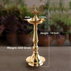 Brass Stand Pillar Diya With Kerala+Murga Design With Fine Quality