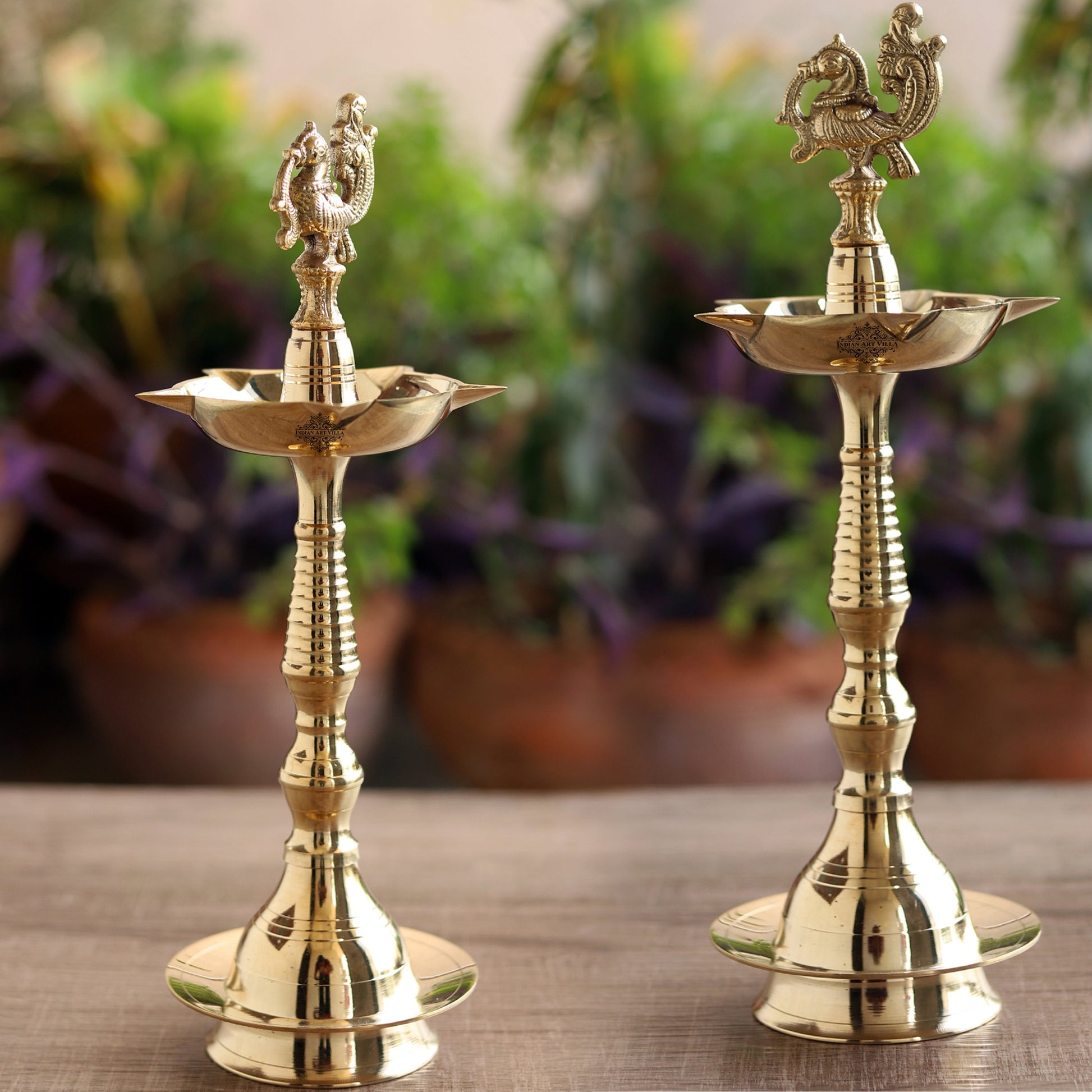 Brass Stand Pillar Diya With Kerala+Murga Design With Fine Quality