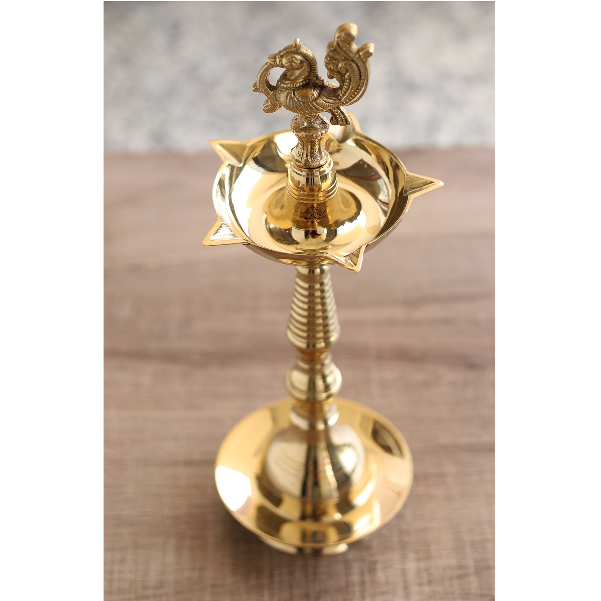 Brass Stand Pillar Diya With Kerala+Murga Design With Fine Quality