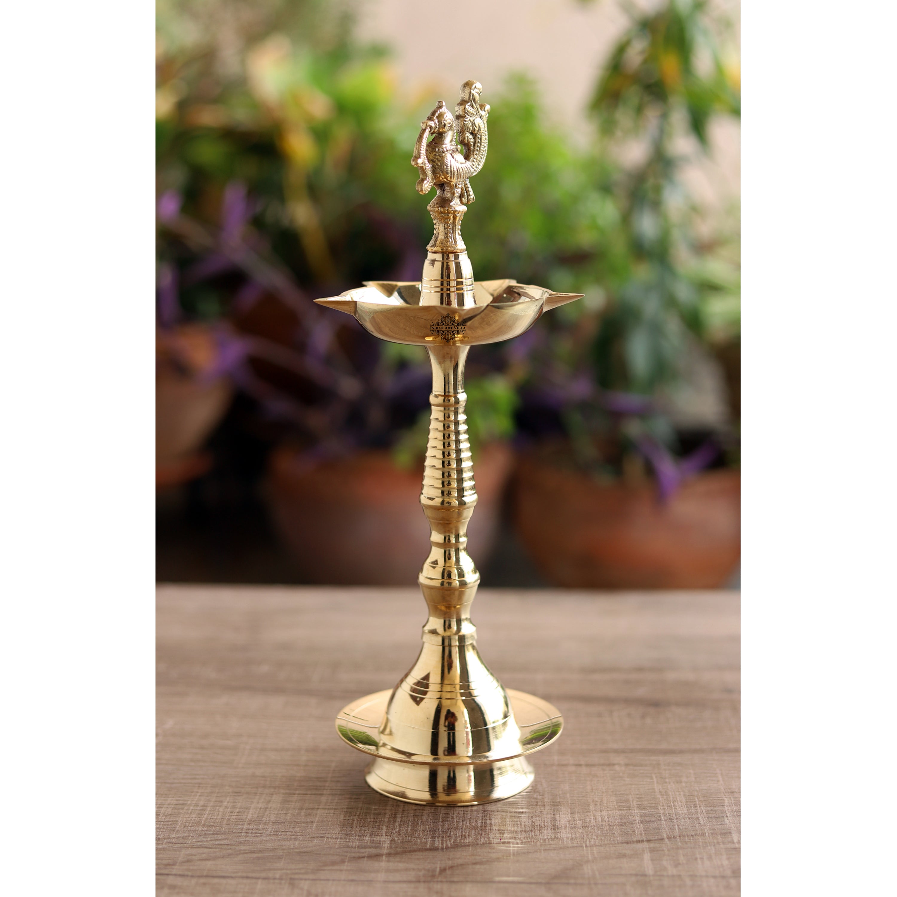 Brass Stand Pillar Diya With Kerala+Murga Design With Fine Quality