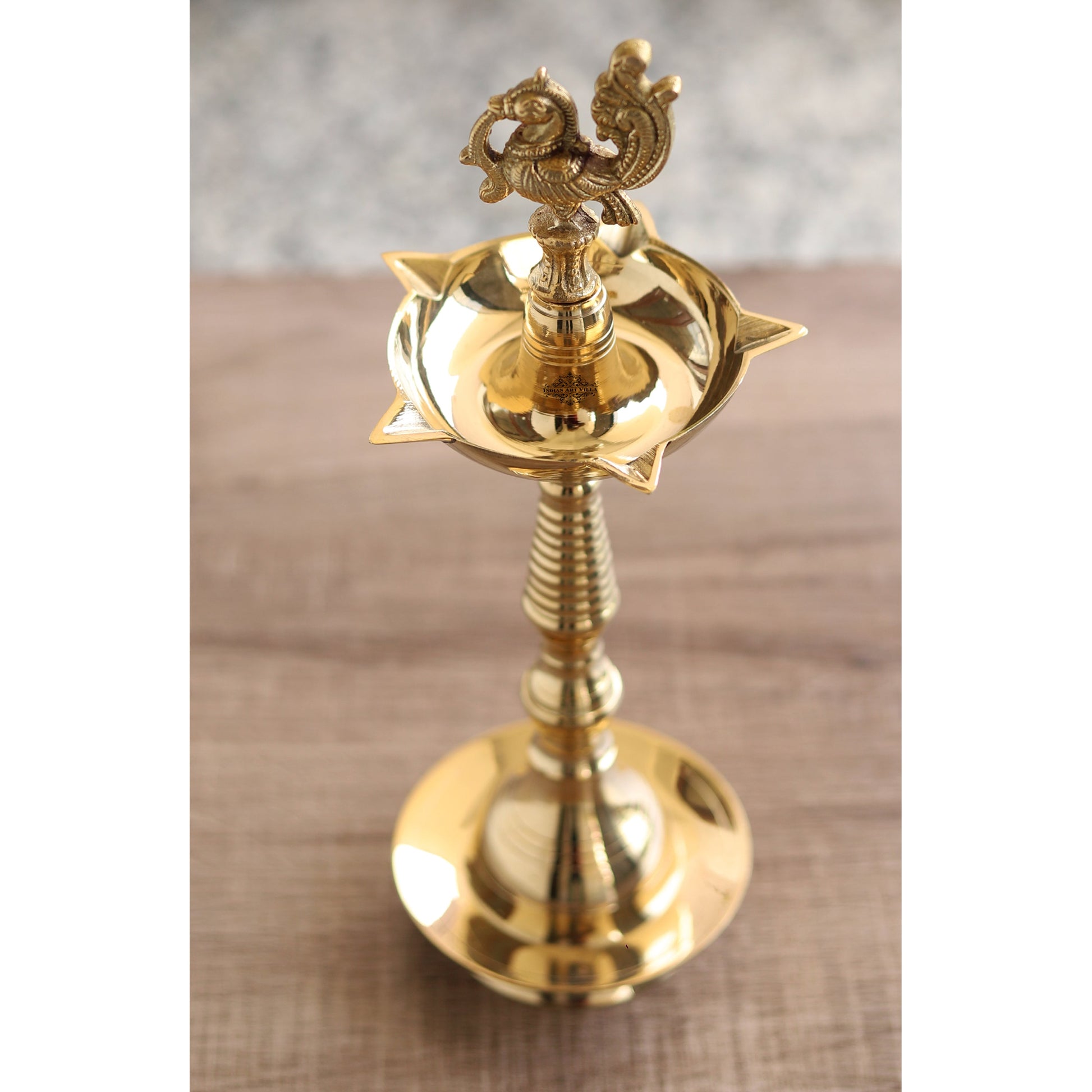 Brass Stand Pillar Diya With Kerala+Murga Design With Fine Quality