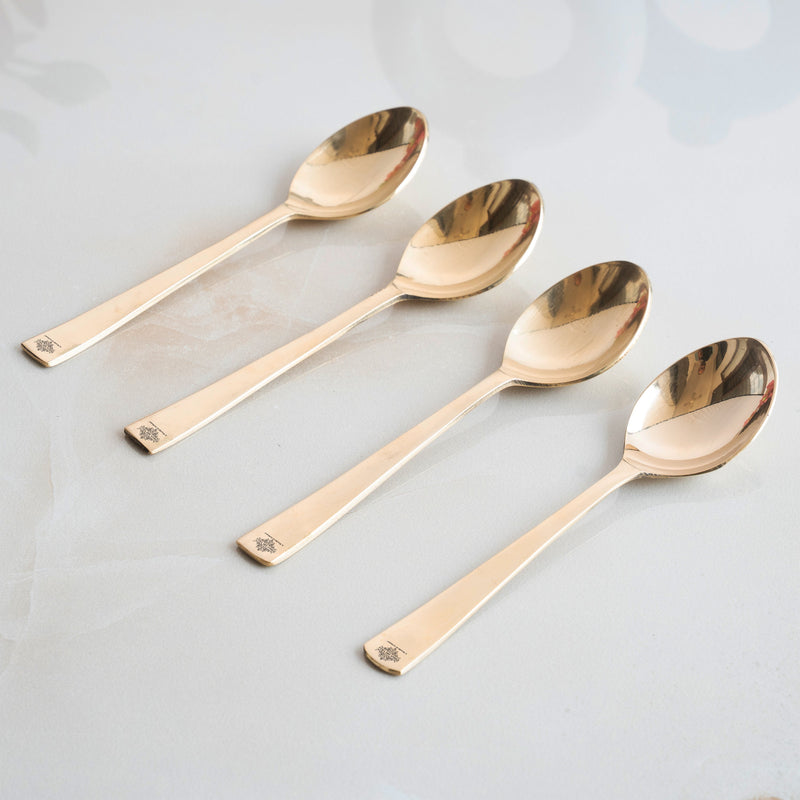 Pure Brass Premium Gold Shine Plain Baby Spoon