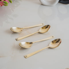 Pure Brass Premium Gold Shine Plain Baby Spoon