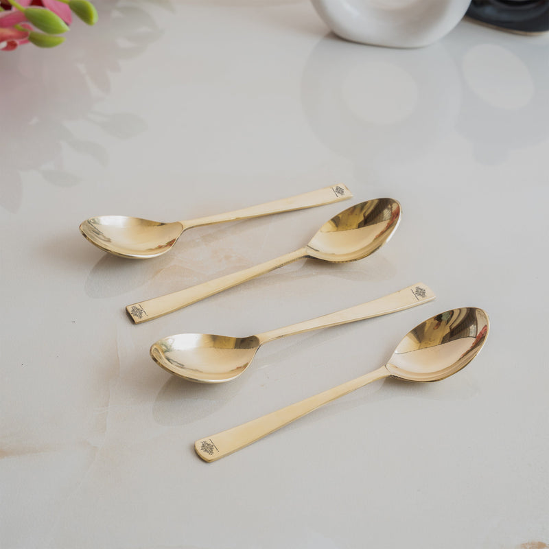 Pure Brass Premium Gold Shine Plain Baby Spoon