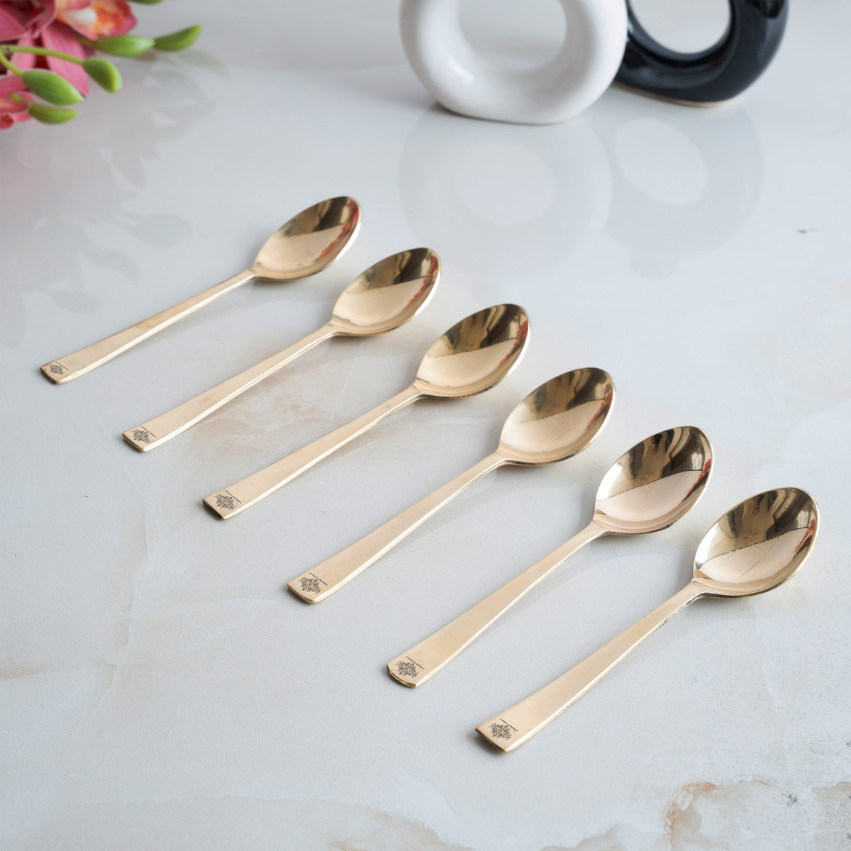 Pure Brass Premium Gold Shine Plain Baby Spoon