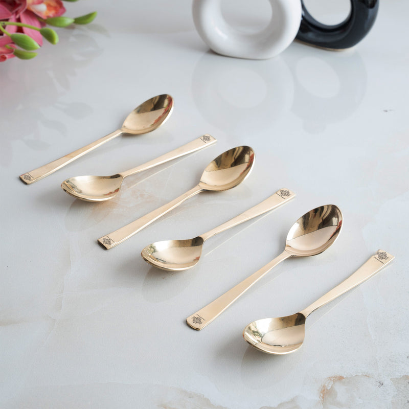 Pure Brass Premium Gold Shine Plain Baby Spoon