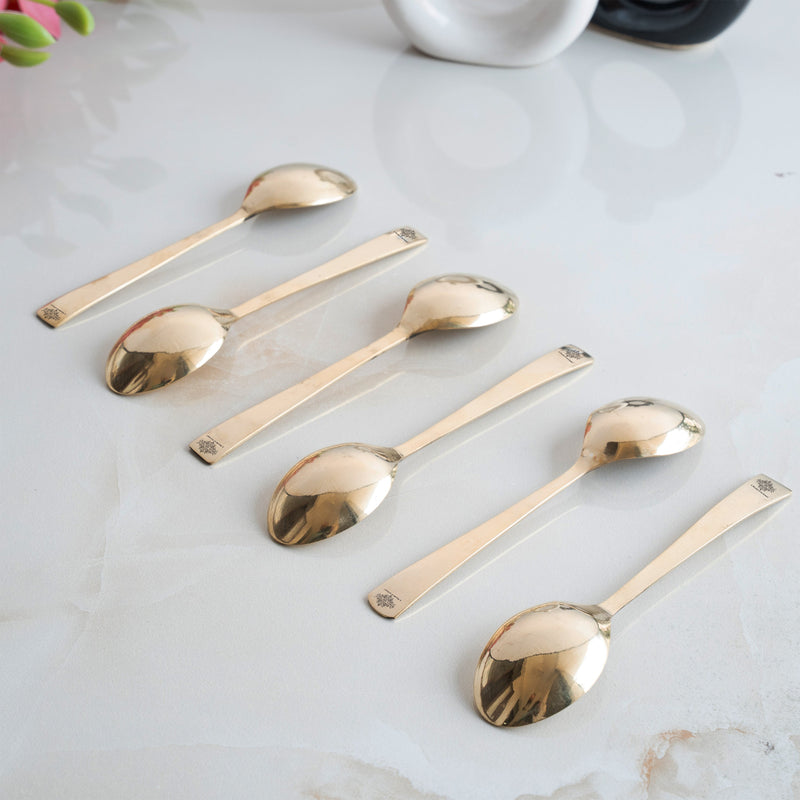 Pure Brass Premium Gold Shine Plain Baby Spoon