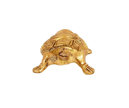 Brass Hammered Vastu Fengshui Tortoise Statue, Home Decor Good Luck, Gift Item, 10.16 cm