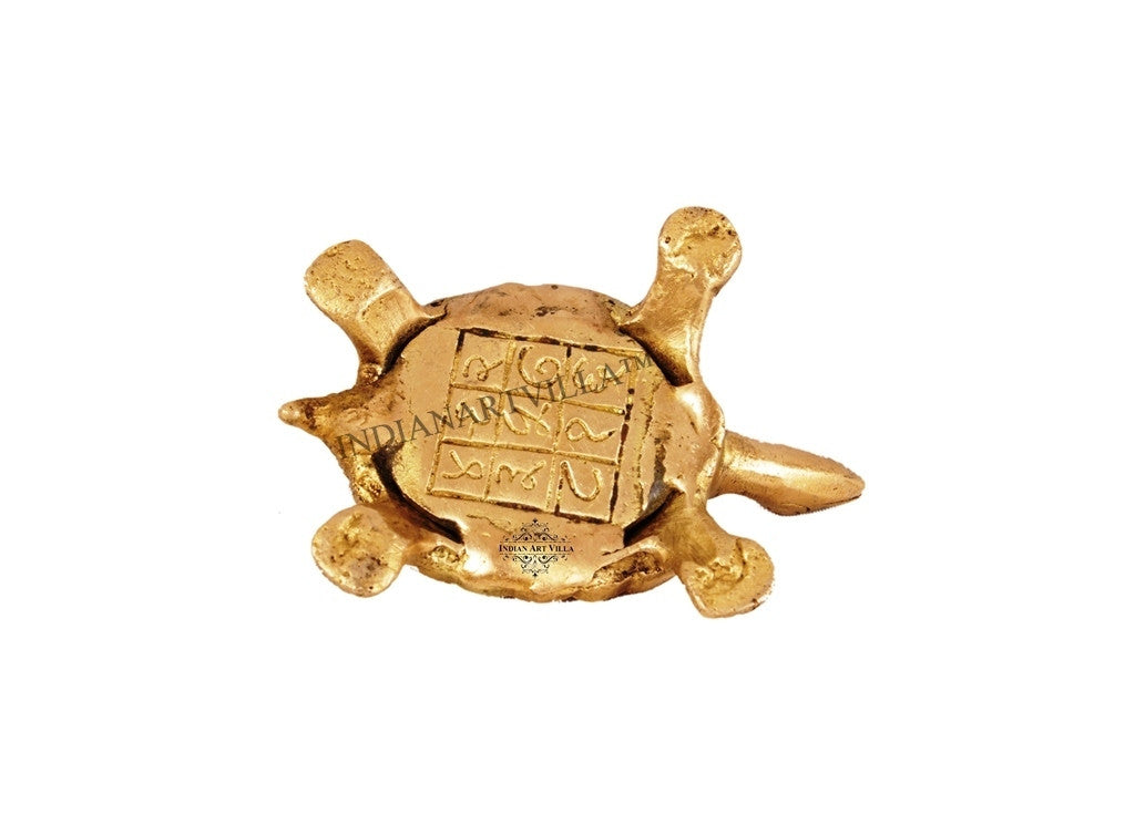 Brass Hammered Vastu Fengshui Tortoise Statue, Home Decor Good Luck, Gift Item, 10.16 cm