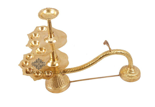 Unique Designed Handmade Hindu Religious Aarti Diya for Poojan, Temple, Gifts, 30.48 cm