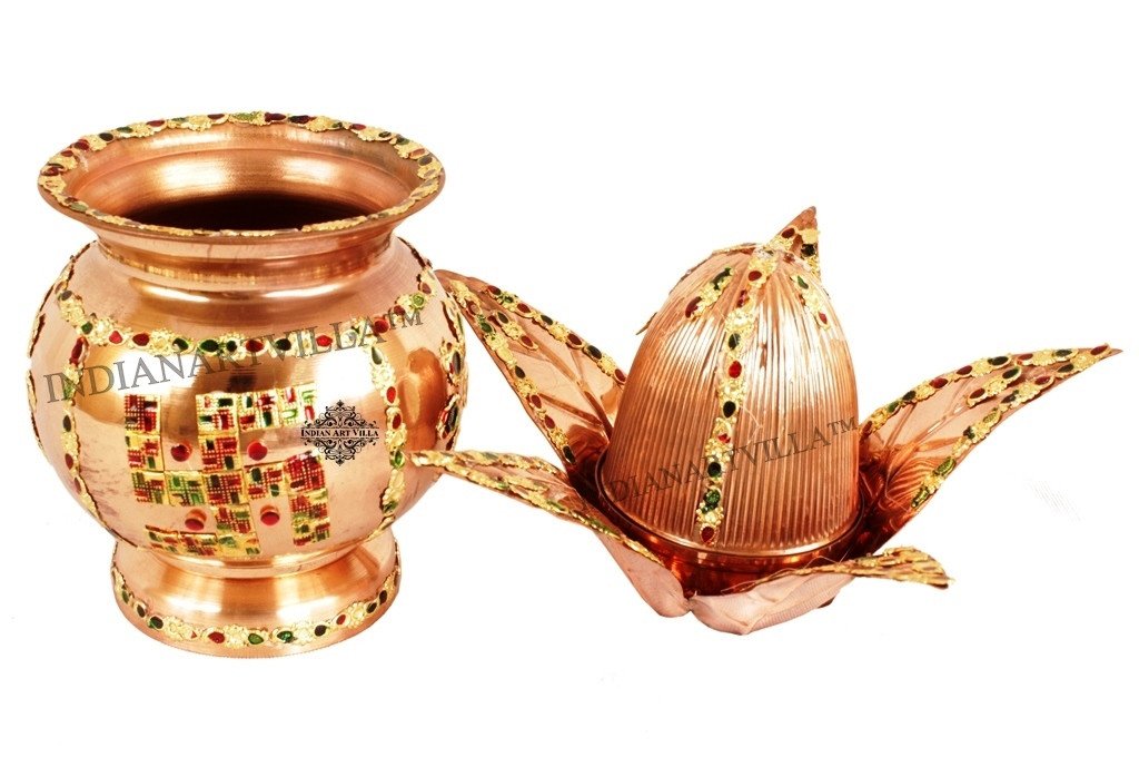 Pure Copper Decorative Mangal Kalash With Coconut