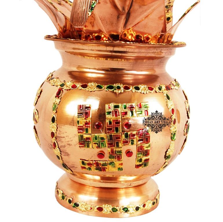 Pure Copper Decorative Mangal Kalash With Coconut