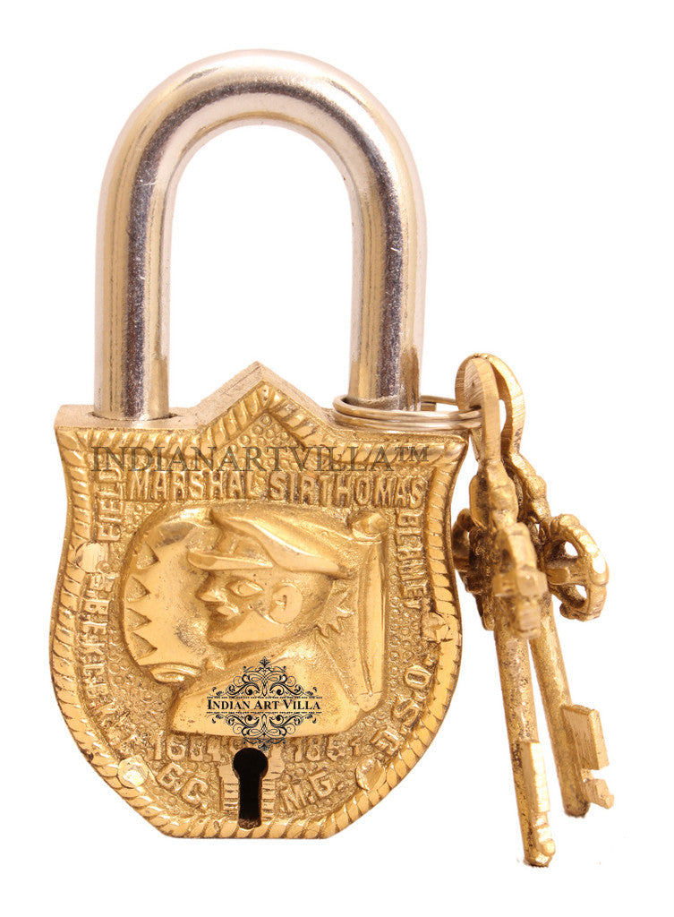 Pure Brass Marshal Design Lock with 2 Key