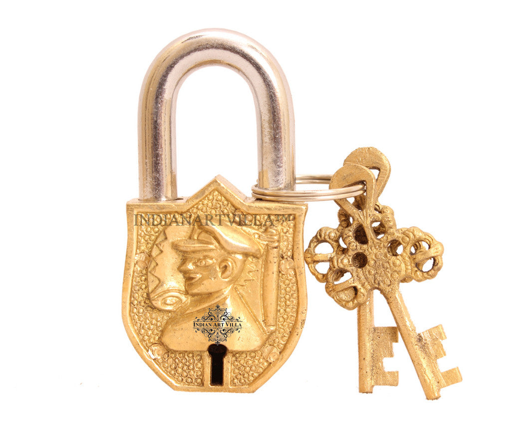 Pure Brass Smalll Marshal Design Lock with 2 Key