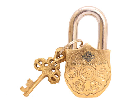 Pure Brass Smalll Marshal Design Lock with 2 Key