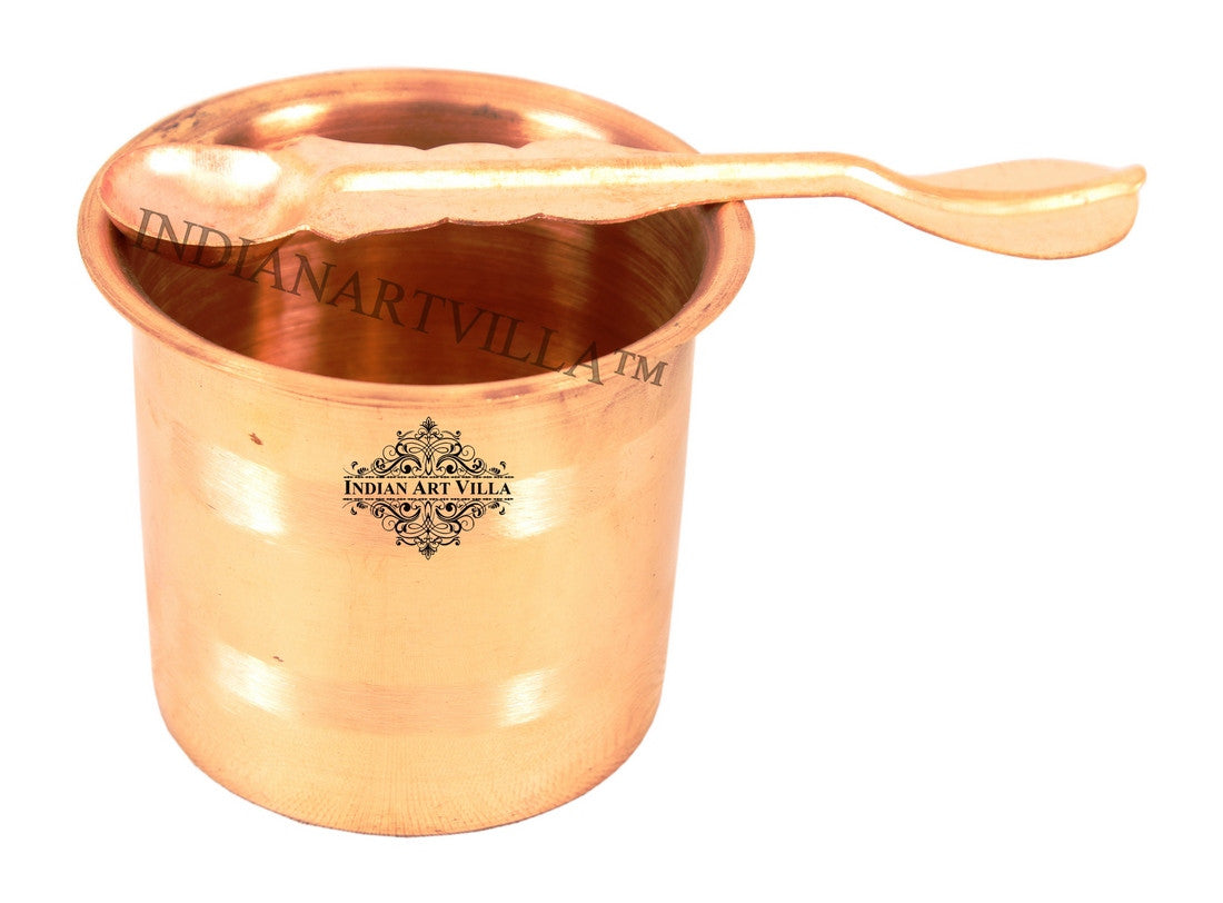 Pure Copper Panch Patra Worship Glass and Spoon