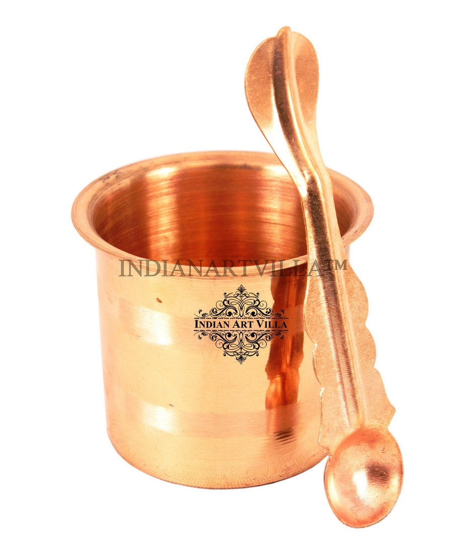 Pure Copper Panch Patra Worship Glass and Spoon