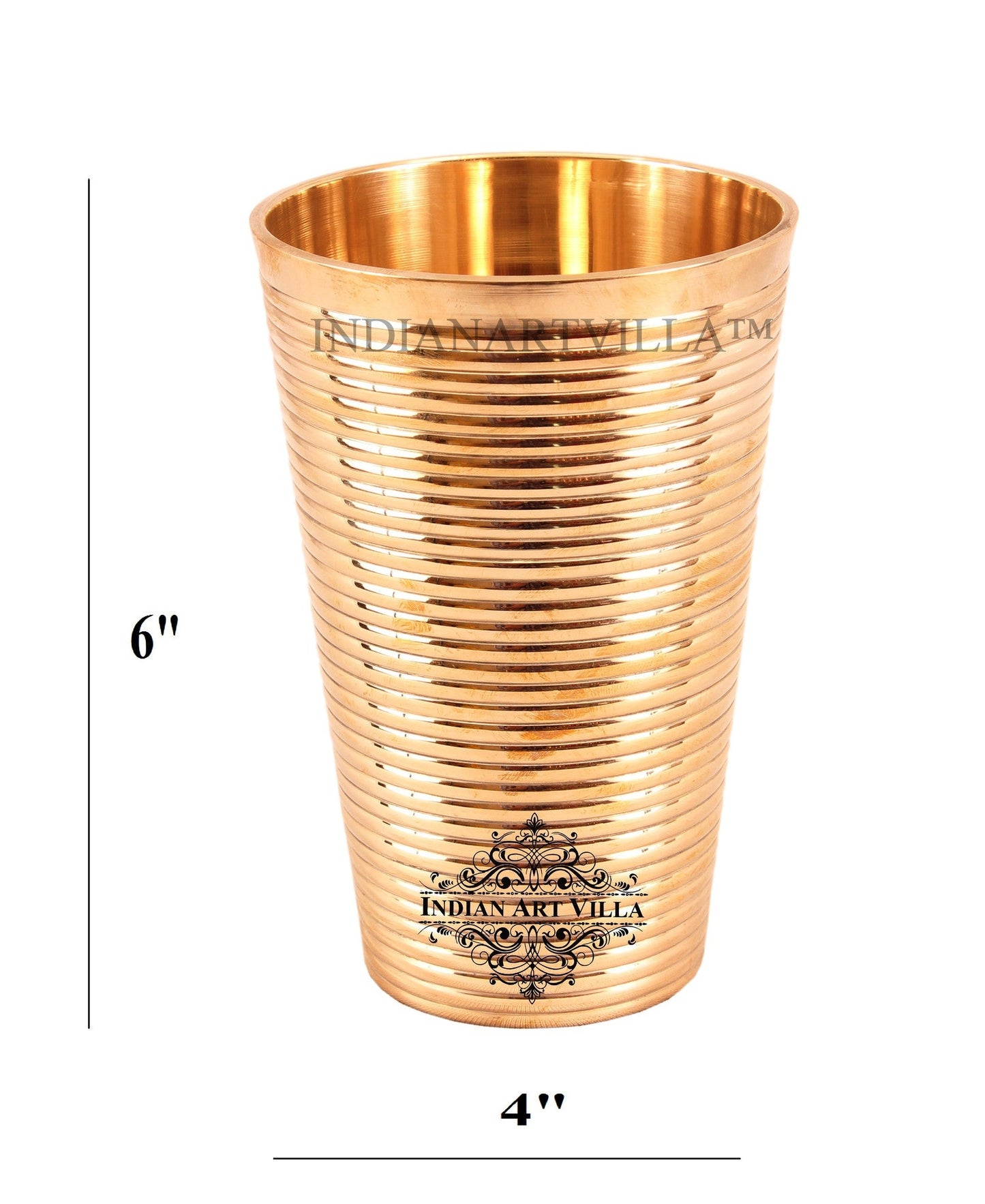 Handcrafted Pure Bronze Lining Design Big Lassi Glass, Drinkware, Serveware, 770ml