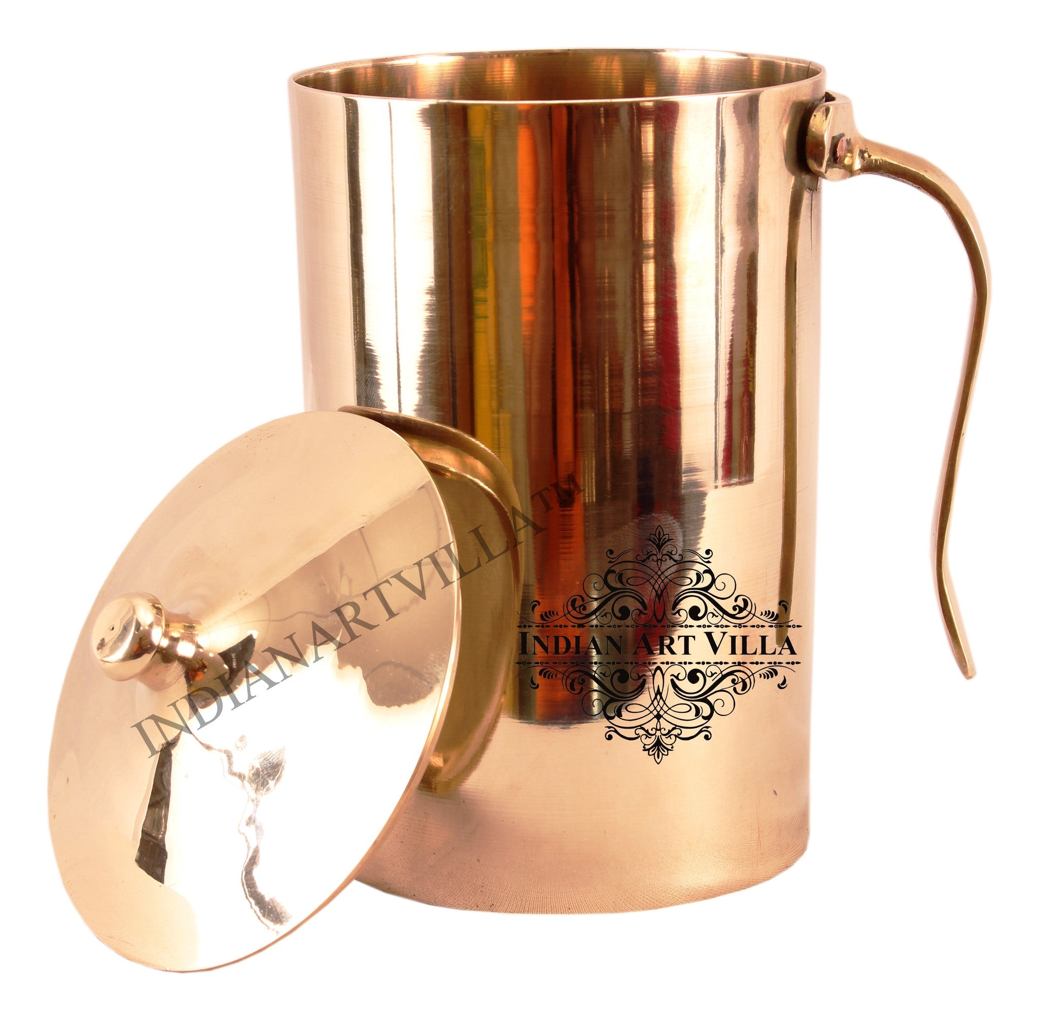 Handcrafted Pure Bronze Plain Design Mughlai Jug Pitcher, Drinkware, Serveware, 1700ml