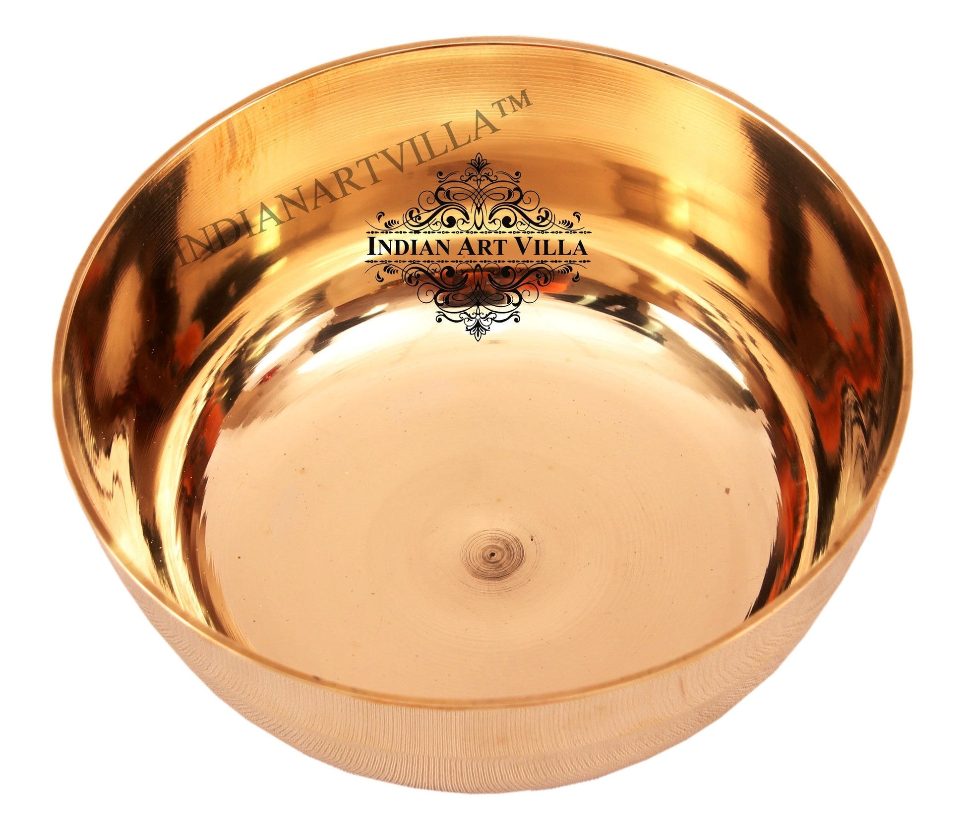 Handmade Pure Bronze Dinner Bowl with 1 Lining Design, Tableware, Dinnerware