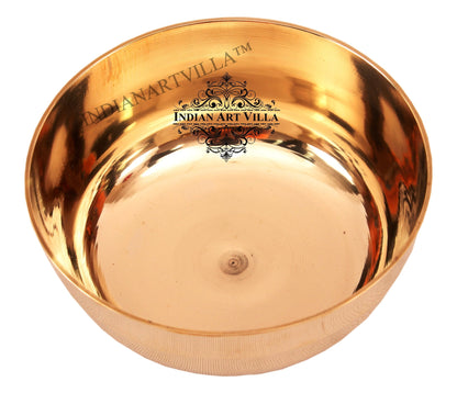 Handmade Pure Bronze Dinner Bowl with 1 Lining Design, Tableware, Dinnerware