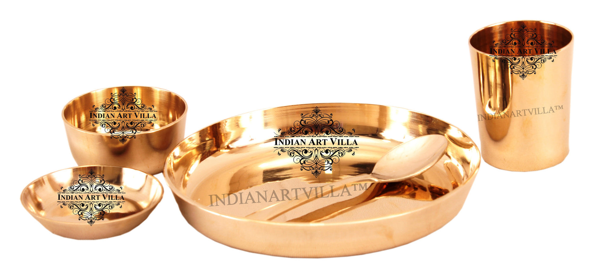 Handcrafted Pure Bronze 5 Pieces Dinner Set For Home | Hotel | Restaurant