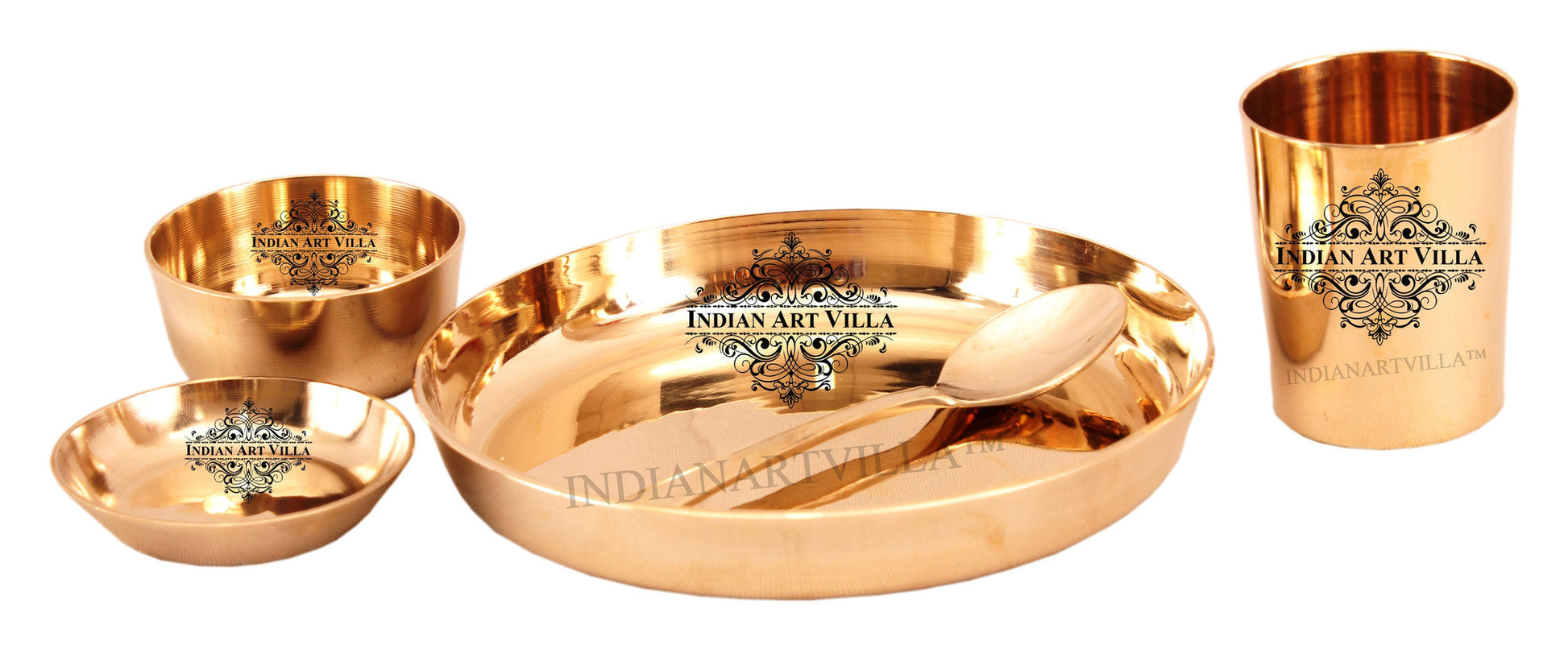 Handcrafted Pure Bronze 5 Pieces Dinner Set For Home | Hotel | Restaurant