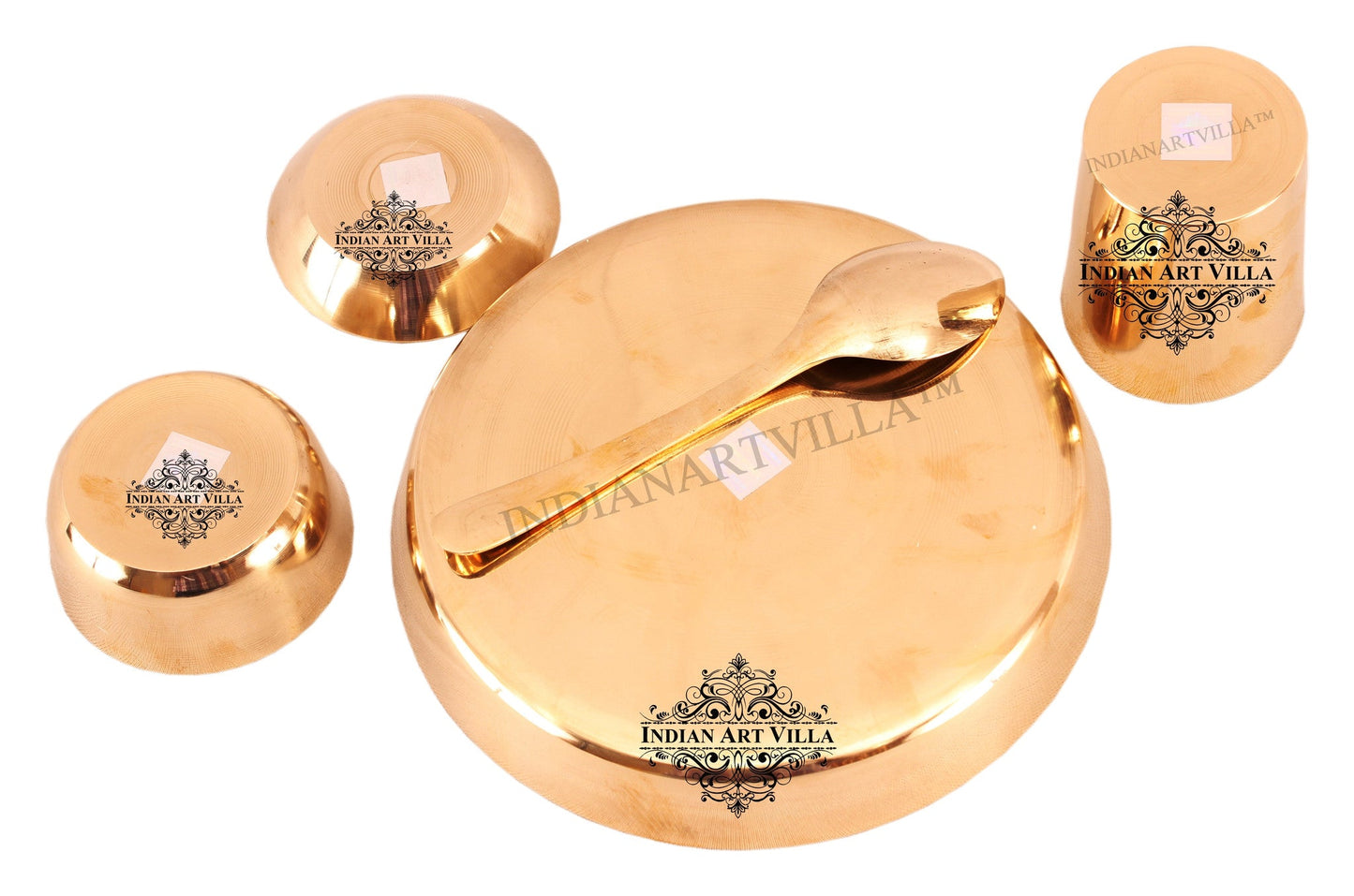 Handcrafted Pure Bronze 5 Pieces Dinner Set For Home | Hotel | Restaurant