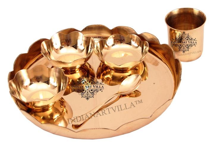 Bronze Handmade Lotus Design Dinner set of 6 Pieces, Dinnerware, Tableware