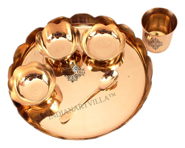 Bronze Handmade Lotus Design Dinner set of 6 Pieces, Dinnerware, Tableware