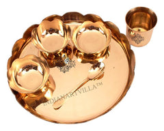 Bronze Handmade Lotus Design Dinner set of 6 Pieces, Dinnerware, Tableware