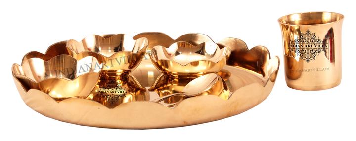 Bronze Handmade Lotus Design Dinner set of 6 Pieces, Dinnerware, Tableware