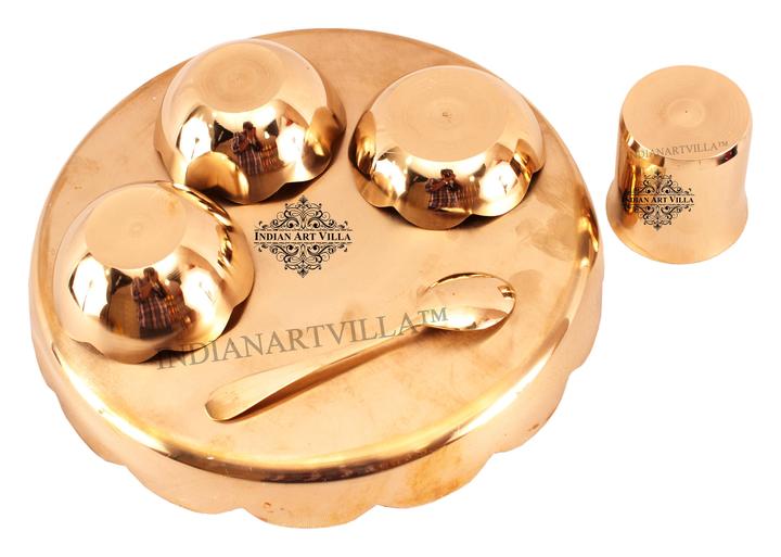 Bronze Handmade Lotus Design Dinner set of 6 Pieces, Dinnerware, Tableware
