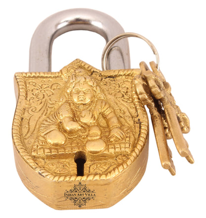 Pure Brass Laddu Gopal Ji Design Lock with 2 Key